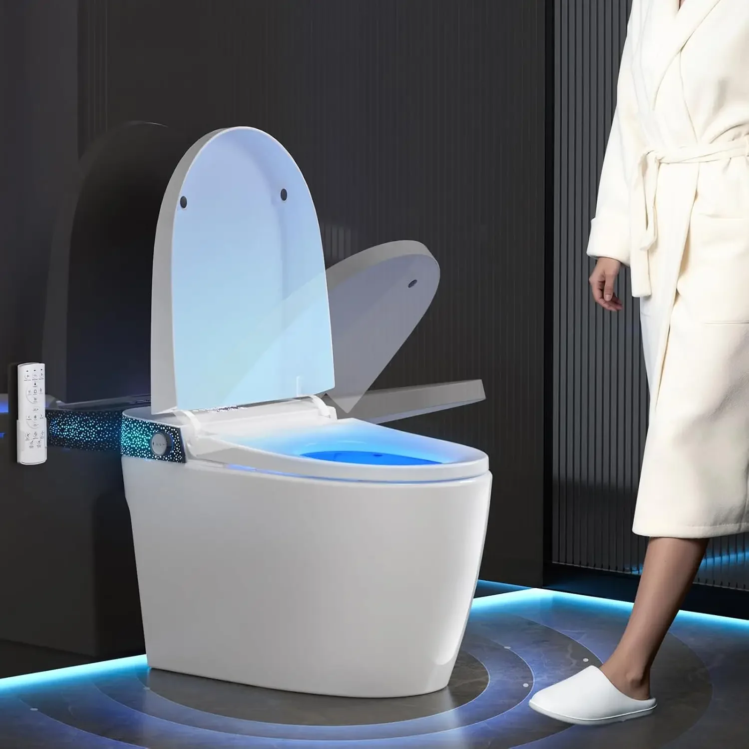 Smart Toilet with Bidet Built in, One Piece Toilet with Auto Soft Open&Close Lid&Seat, Foot Sensor, Auto Flush,, Customized
Smart Toilet with Bidet Built in, One Piece Toilet with Auto Soft Open&Close Lid&Seat, Foot Sensor, Auto Flush,, Customized