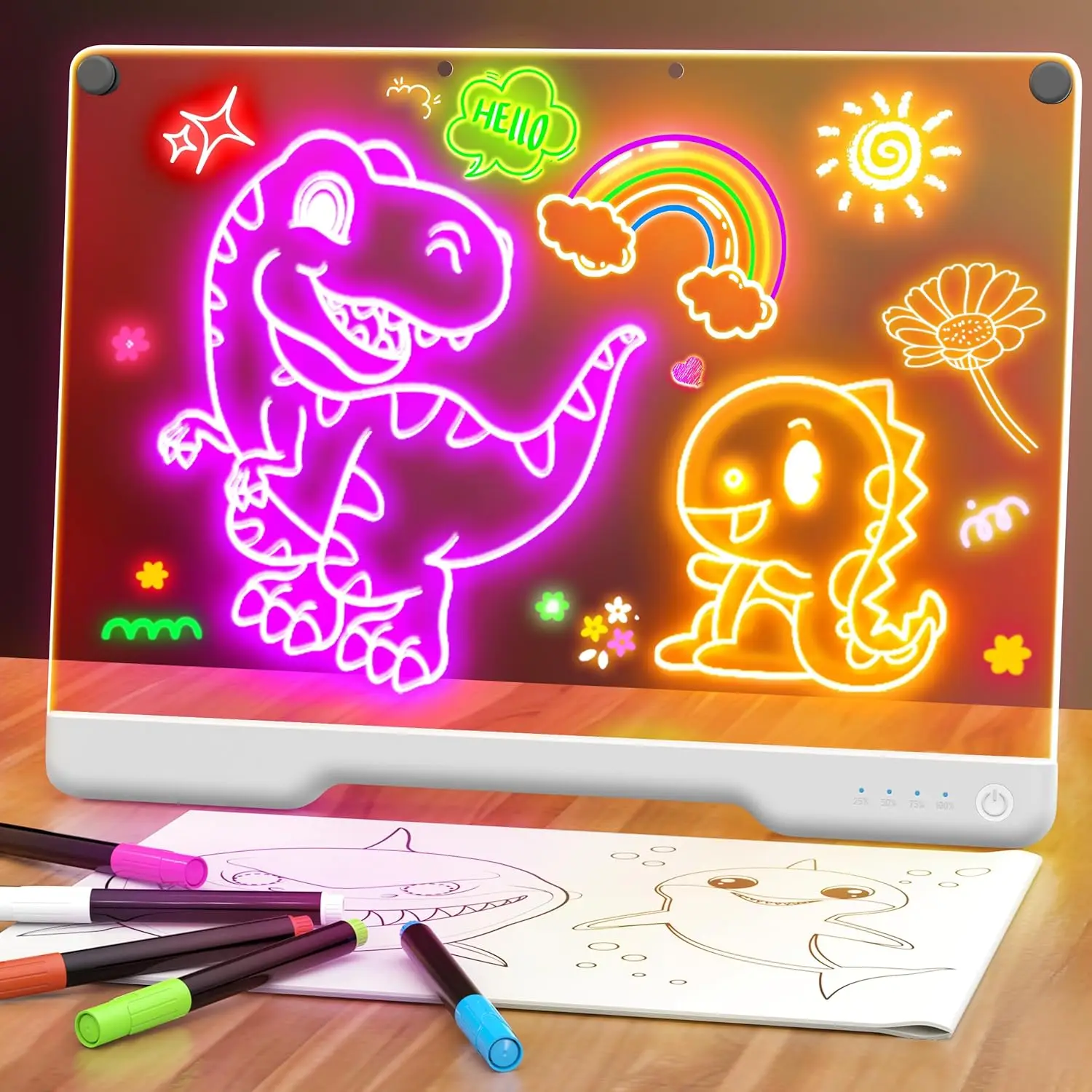 16-Inch Rechargeable LED Drawing Board, 9-Color Light Modes, Neon Art Dry Erase Doodle Pad with Stand, Gift for Kids Teens, 7
16-Inch Rechargeable LED Drawing Board, 9-Color Light Modes, Neon Art Dry Erase Doodle Pad with Stand, Gift for Kids Teens, 7