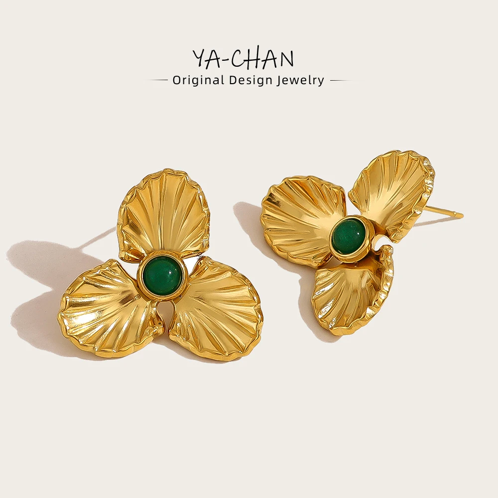 YACHAN Trendy Stainless Steel Floral Stud Earrings for Women Vintage Luxury Natural Stone 18K Gold Plated Jewelry
YACHAN Trendy Stainless Steel Floral Stud Earrings for Women Vintage Luxury Natural Stone 18K Gold Plated Jewelry