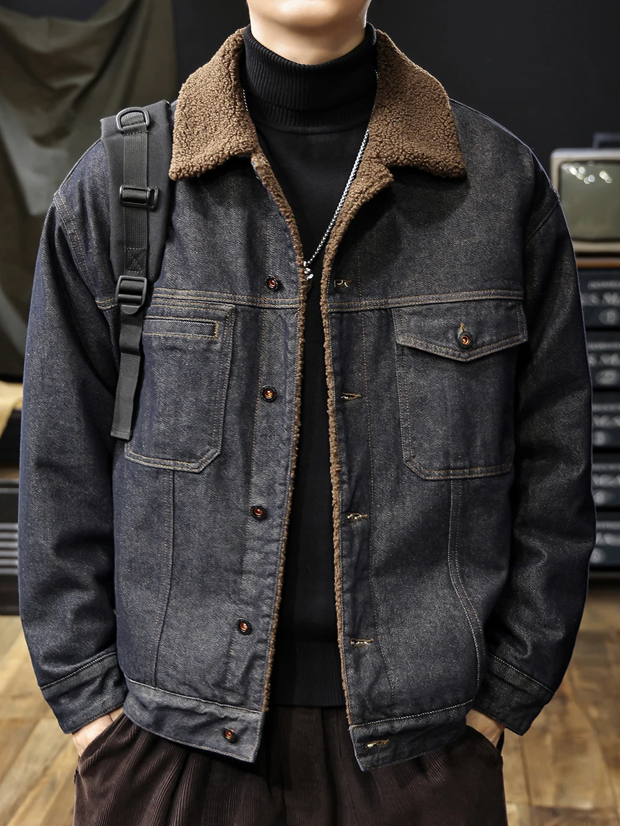 Retro American Denim Lamb Velvet Men's Winter Jaet Trendy Brand New Fce Lined Thi Warm Cotton Coat Youth Casual
Retro American Denim Lamb Velvet Men's Winter Jaet Trendy Brand New Fce Lined Thi Warm Cotton Coat Youth Casual