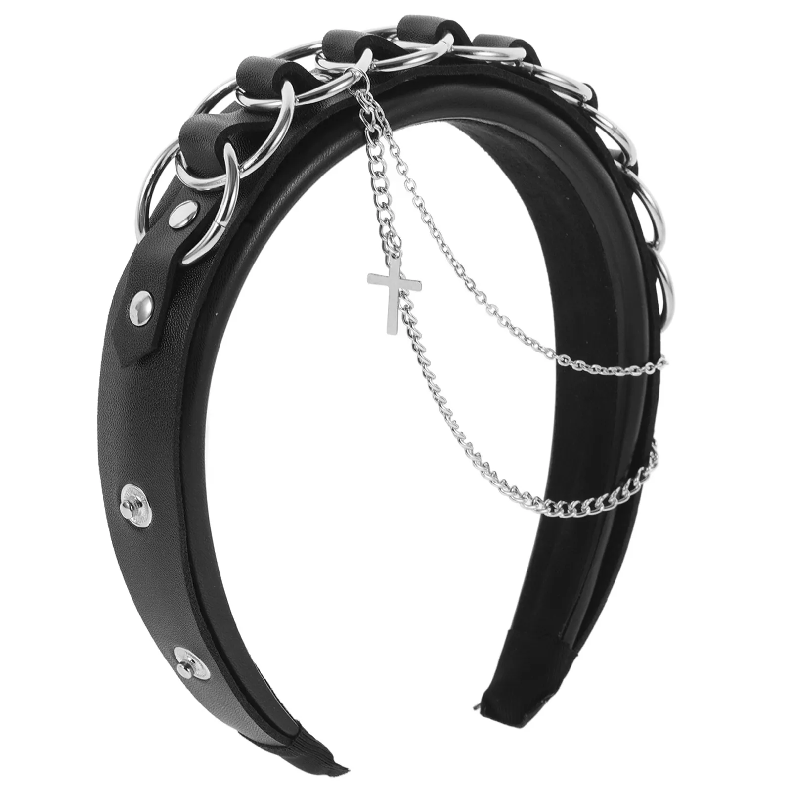 Готическая панк-повязка на голову для женщин, готические аксессуары для волос с крестом, украшение из темной цепи, ретро-стиль Лолита
Готическая панк-повязка на голову для женщин, готические аксессуары для волос с крестом, украшение из темной цепи, ретро-стиль Лолита