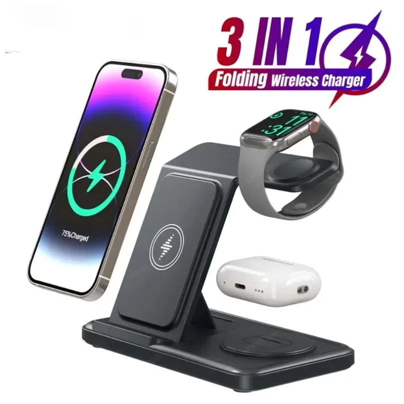 15W 3 in 1 Foldable Wireless Charger Stand for Smartphone Smart Watch & Earbuds For iPhone 17 16 15 14 13 12 Samsung Series
15W 3 in 1 Foldable Wireless Charger Stand for Smartphone Smart Watch & Earbuds For iPhone 17 16 15 14 13 12 Samsung Series