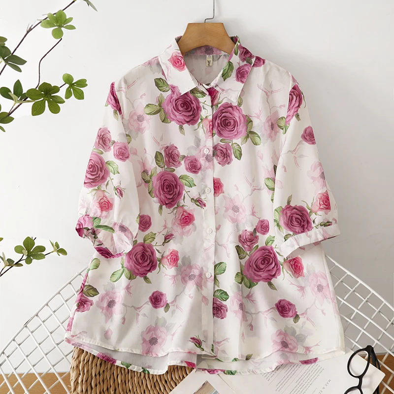 Loose Cotton Linen Shirt Women's Lazy Style Large Size Summer New Print Shirt Thin Outerwear Fashionable Casual Commute Style
Loose Cotton Linen Shirt Women's Lazy Style Large Size Summer New Print Shirt Thin Outerwear Fashionable Casual Commute Style
