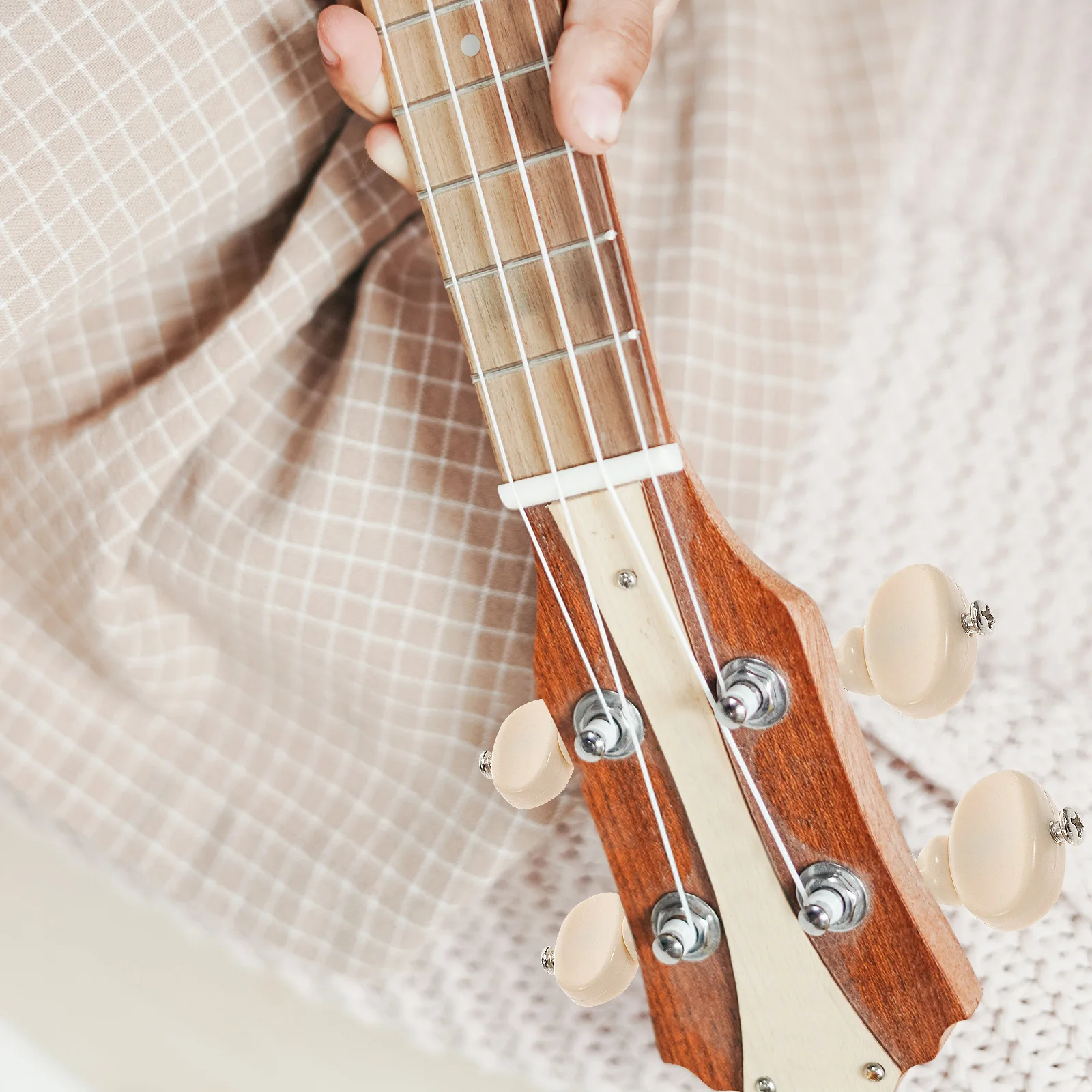 4Pcs Ukulele Tuning Pegs Steel Core Friction Tuners White Plastic Button Adjustable Tension for String Instruments Machine Head