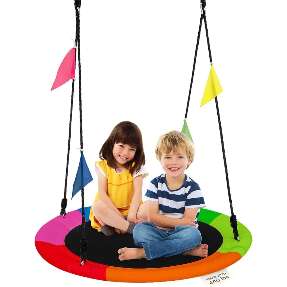 40-Inch Saucer Swing for Kids Outdoor - Multicolor Tree Swing - 440lb Capacity - 600D Oxford Waterproof Fabric & Hanging Straps
40-Inch Saucer Swing for Kids Outdoor - Multicolor Tree Swing - 440lb Capacity - 600D Oxford Waterproof Fabric & Hanging Straps