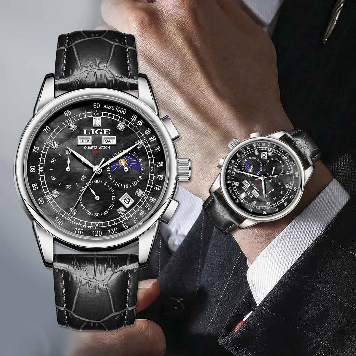 LIGE New Mens Watches Fashion Business Men's Watch Calendar Moon Phase Quartz Mens Wristwatch Sports Watches for Men Reloj+BOX
LIGE New Mens Watches Fashion Business Men's Watch Calendar Moon Phase Quartz Mens Wristwatch Sports Watches for Men Reloj+BOX