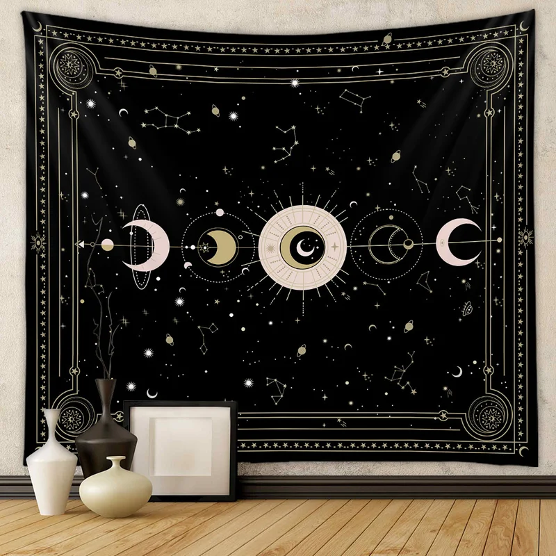VIKAMA Black Gold 5 Moon Phase Tarot Altar Cloth 3-Card Spread Divination Mat Astrology Starry Tapestry Witchcraft Wiccan Ritual
VIKAMA Black Gold 5 Moon Phase Tarot Altar Cloth 3-Card Spread Divination Mat Astrology Starry Tapestry Witchcraft Wiccan Ritual