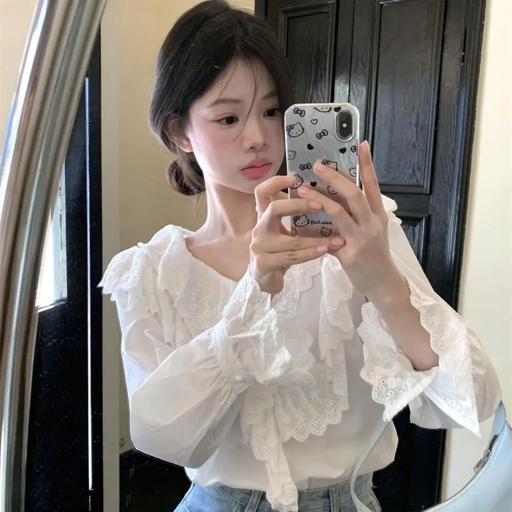 Korejpaa Early Spring Women Shirt Long Sleeve Top Korean Fashion Versatile Slimming French Style Sweet White Casual Shirts
Korejpaa Early Spring Women Shirt Long Sleeve Top Korean Fashion Versatile Slimming French Style Sweet White Casual Shirts