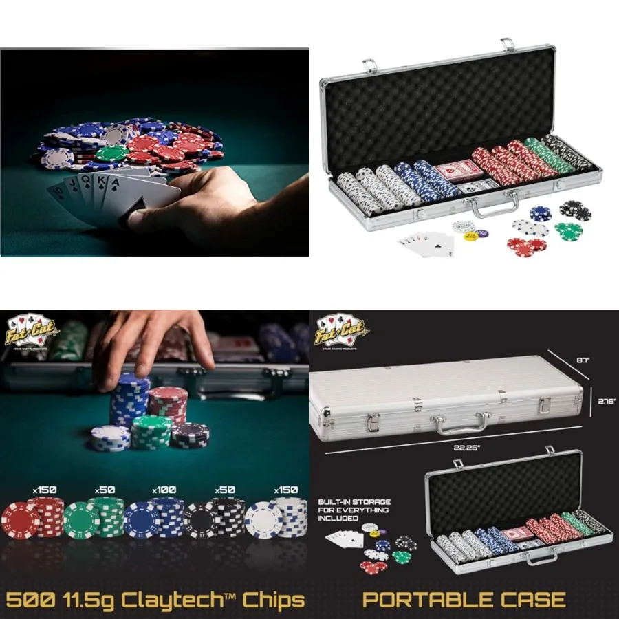 Fat Cat Texas Holdem 500 Count Poker Set with Case, 11.5 Gram Clay Poker Chips Set with Aluminum Case, Casino Poker Chip Set wi
Fat Cat Texas Holdem 500 Count Poker Set with Case, 11.5 Gram Clay Poker Chips Set with Aluminum Case, Casino Poker Chip Set wi