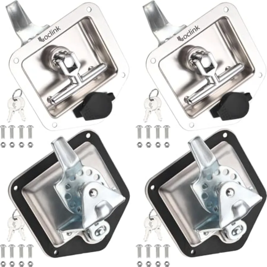 Truck box trailer door RV camper storage box latch replacement kit: 4PCS 304 stainless steel T-handle folding lock with keys, s
Truck box trailer door RV camper storage box latch replacement kit: 4PCS 304 stainless steel T-handle folding lock with keys, s