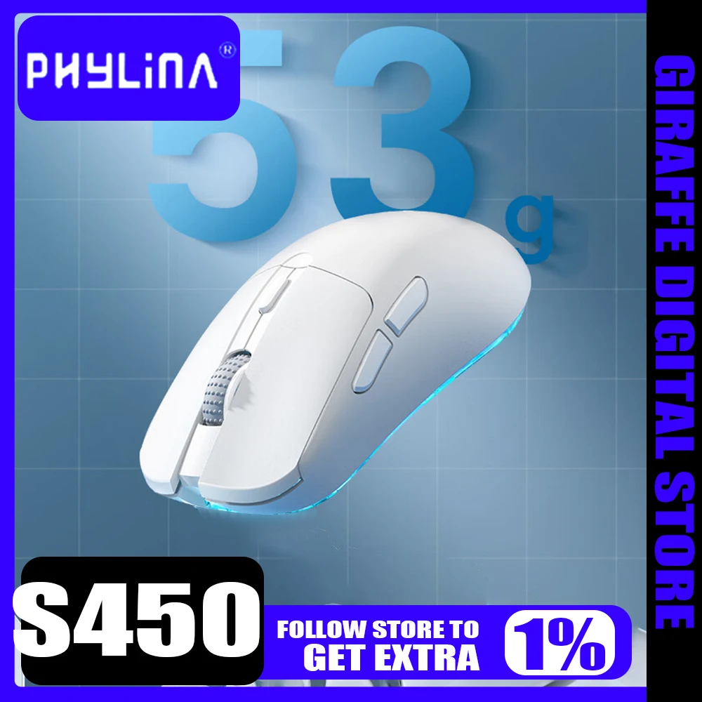 Phylina S450 Wireless Mouse Paw3395 Dual Mode Ergonomics E-Sports Gaming Mouse Custom Lightweight Pc Gamer Office Accessories
Phylina S450 Wireless Mouse Paw3395 Dual Mode Ergonomics E-Sports Gaming Mouse Custom Lightweight Pc Gamer Office Accessories