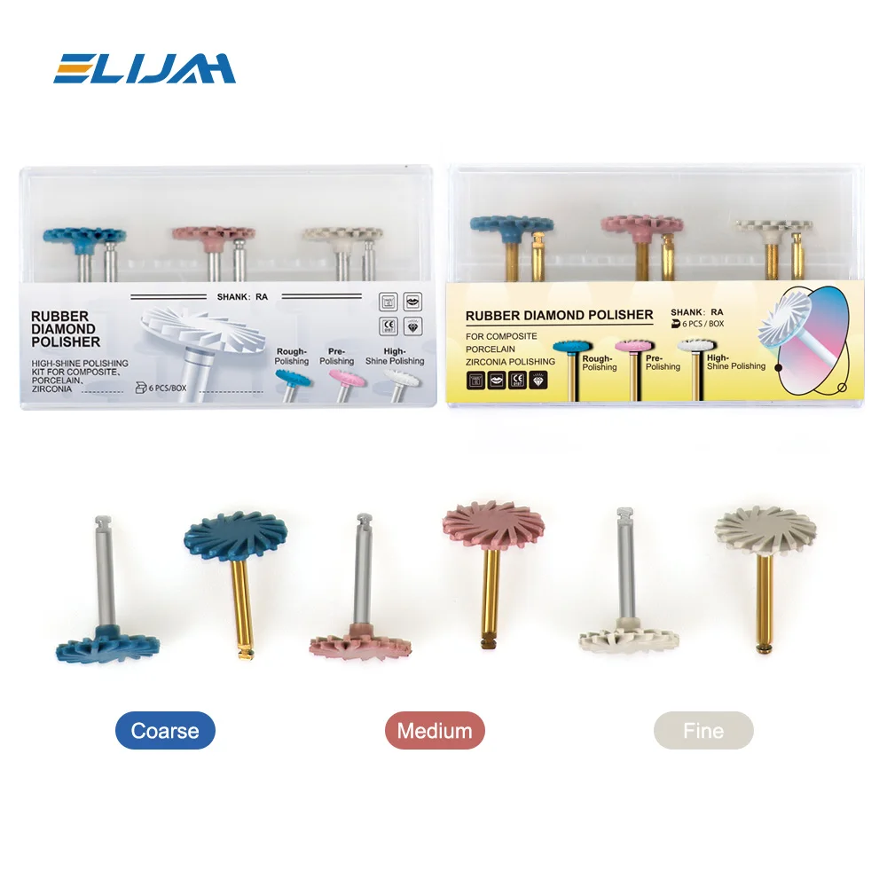 ELIJAH 6Pcs Dental Rubber Polisher Composite Resin Diamond System RA Polishing Disc Wheel Kit 14mm Spiral Flex Golden Silver
ELIJAH 6Pcs Dental Rubber Polisher Composite Resin Diamond System RA Polishing Disc Wheel Kit 14mm Spiral Flex Golden Silver