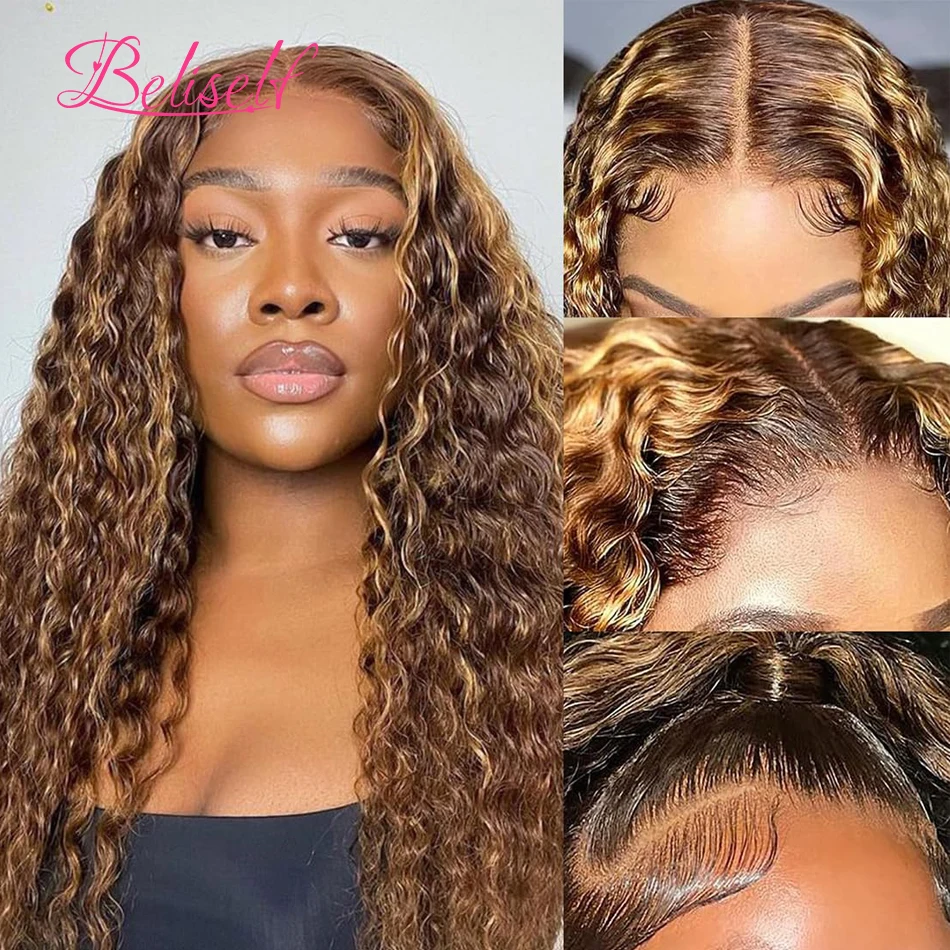 4/27 Highlight Deep Wave Lace Front Wig Brazilian Hair 5x5 HD Lace Closure Wig Colored Human Hair Wigs Pre Plucked Beliself
4/27 Highlight Deep Wave Lace Front Wig Brazilian Hair 5x5 HD Lace Closure Wig Colored Human Hair Wigs Pre Plucked Beliself