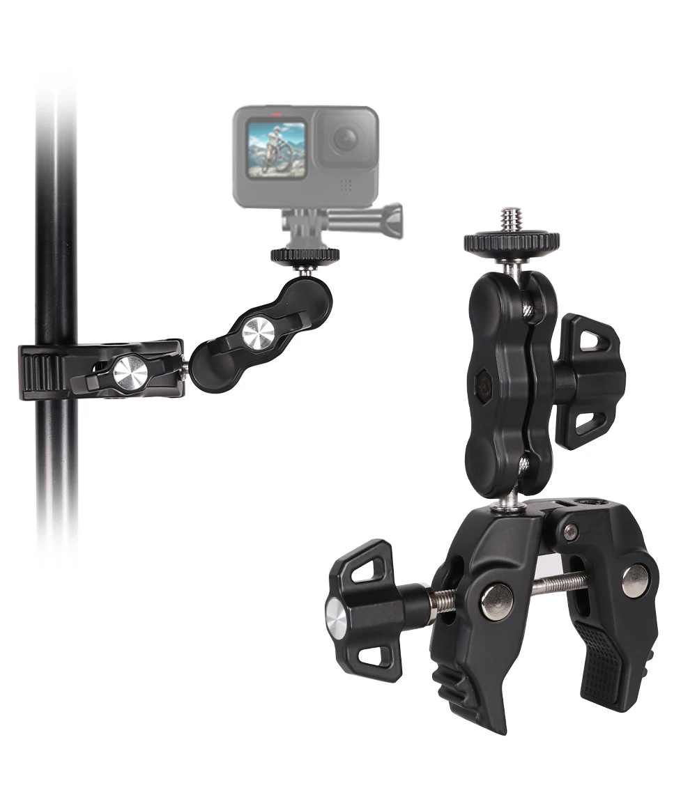 Super Clamp Camera Clamp Mount Monitor 360° Ballhead Magic Arm Double Ball Head Adapter with 1/4"-20 & 3/8"-16 Thread for Canon
Super Clamp Camera Clamp Mount Monitor 360° Ballhead Magic Arm Double Ball Head Adapter with 1/4"-20 & 3/8"-16 Thread for Canon