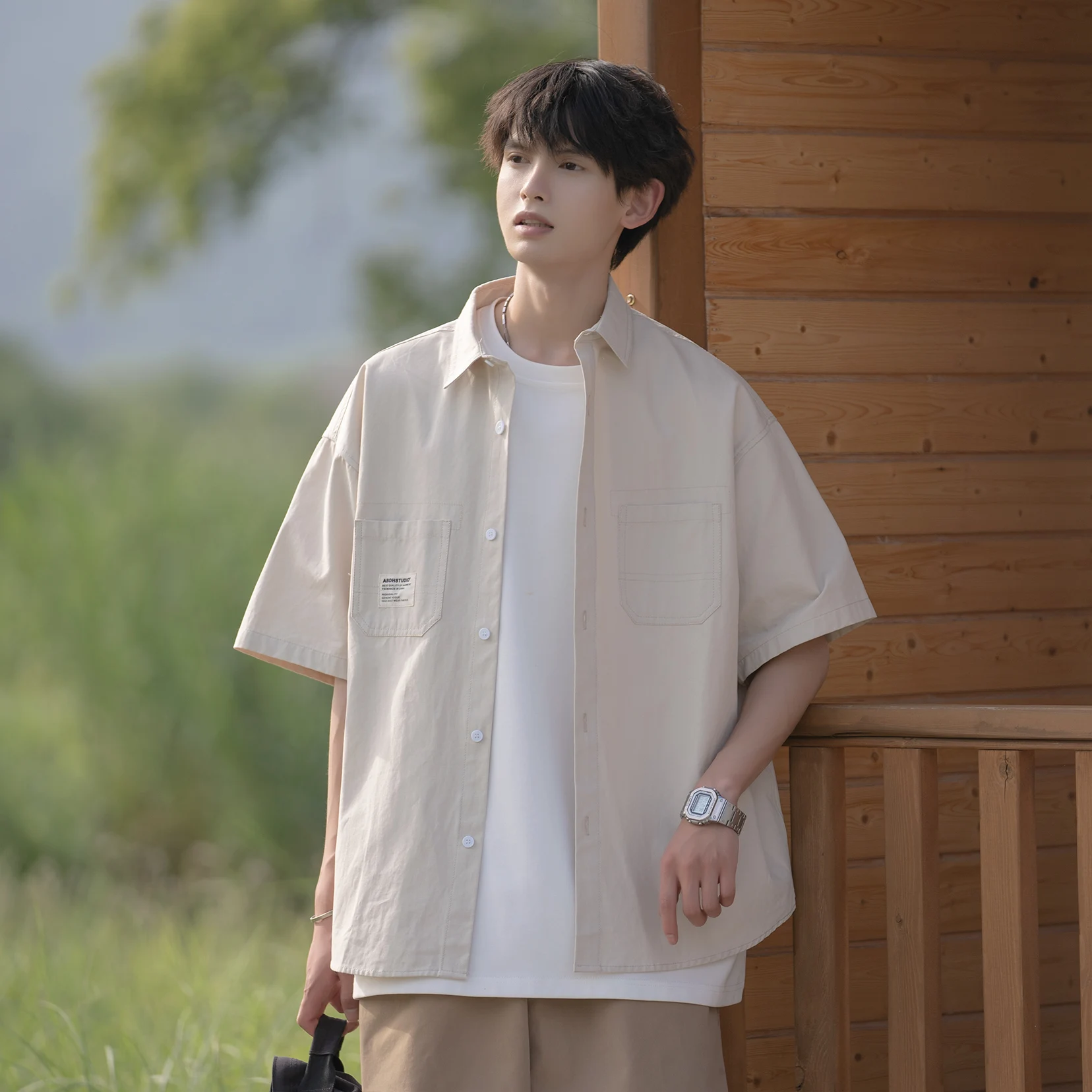 Loose ort Sve Men's Casual irt Summer Trendy Brand Versatile Workwear Top Thin Cotton Youth Faion Button up
Loose ort Sve Men's Casual irt Summer Trendy Brand Versatile Workwear Top Thin Cotton Youth Faion Button up