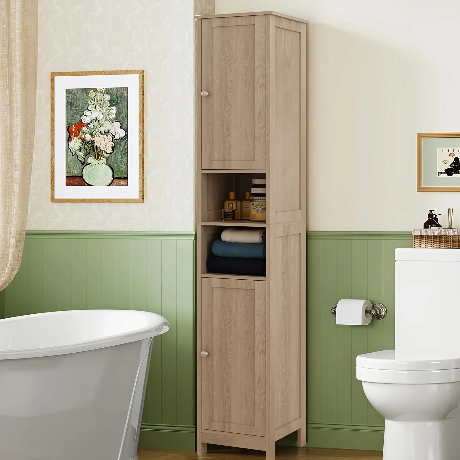 1pc 67 Inch High Cabinet, 2 Doors And 6 Compartments, Adjustable Shelves, Hallway Storage Cabinet, Bathroom Cabinet, Suitable fo
1pc 67 Inch High Cabinet, 2 Doors And 6 Compartments, Adjustable Shelves, Hallway Storage Cabinet, Bathroom Cabinet, Suitable fo