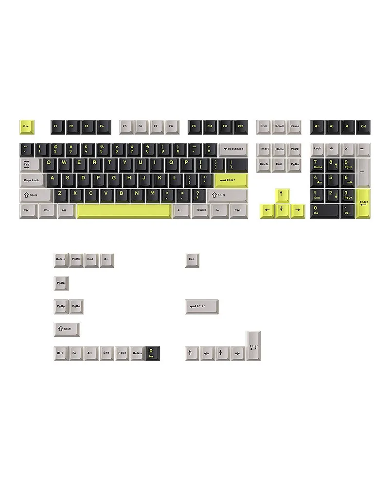 Keycap triple spell black gray green mechanical keyboard PBT small full set customized two-color
Keycap triple spell black gray green mechanical keyboard PBT small full set customized two-color
