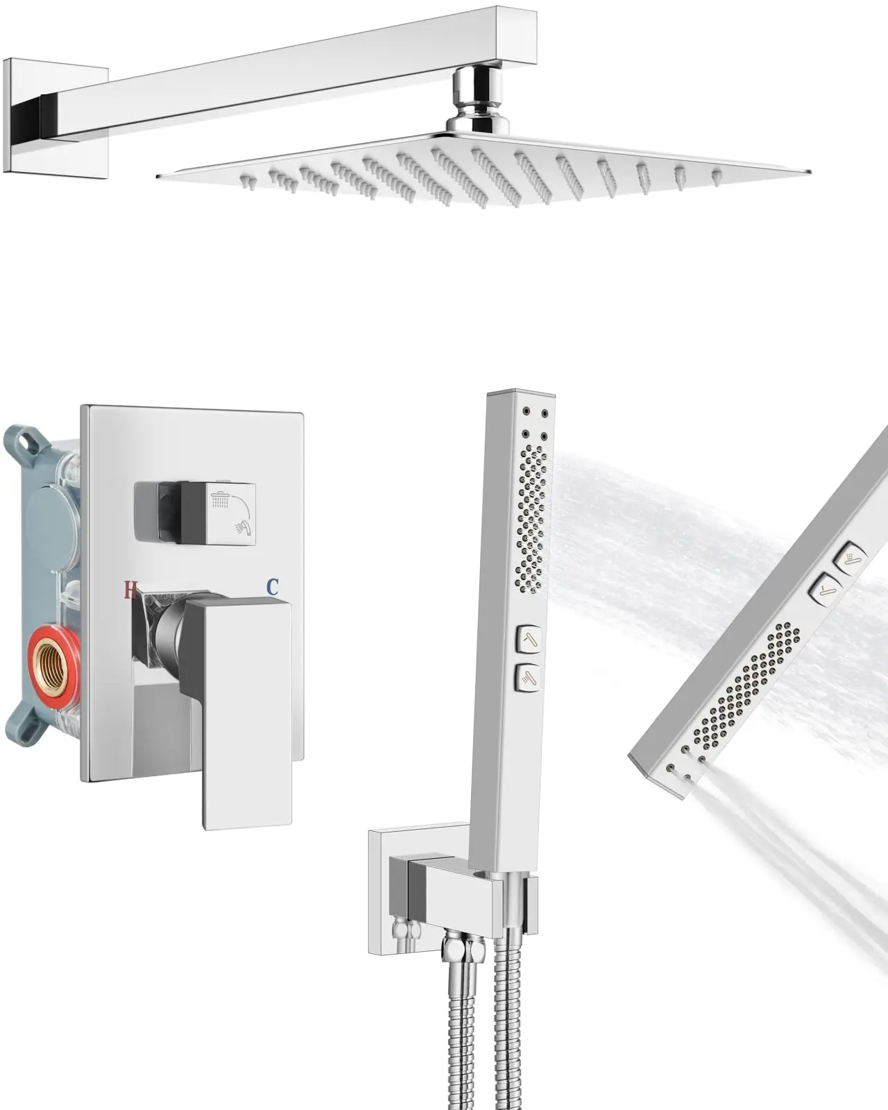 Rainfall Shower Faucet Set Square Showerhead With 2 In 1 Handheld Sprayer Wall Mounted Trim
Rainfall Shower Faucet Set Square Showerhead With 2 In 1 Handheld Sprayer Wall Mounted Trim
