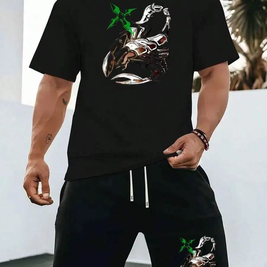 Mens Casual Sports Two-Piece Set T-Shirt And Shorts With Scorpion Print
Mens Casual Sports Two-Piece Set T-Shirt And Shorts With Scorpion Print
