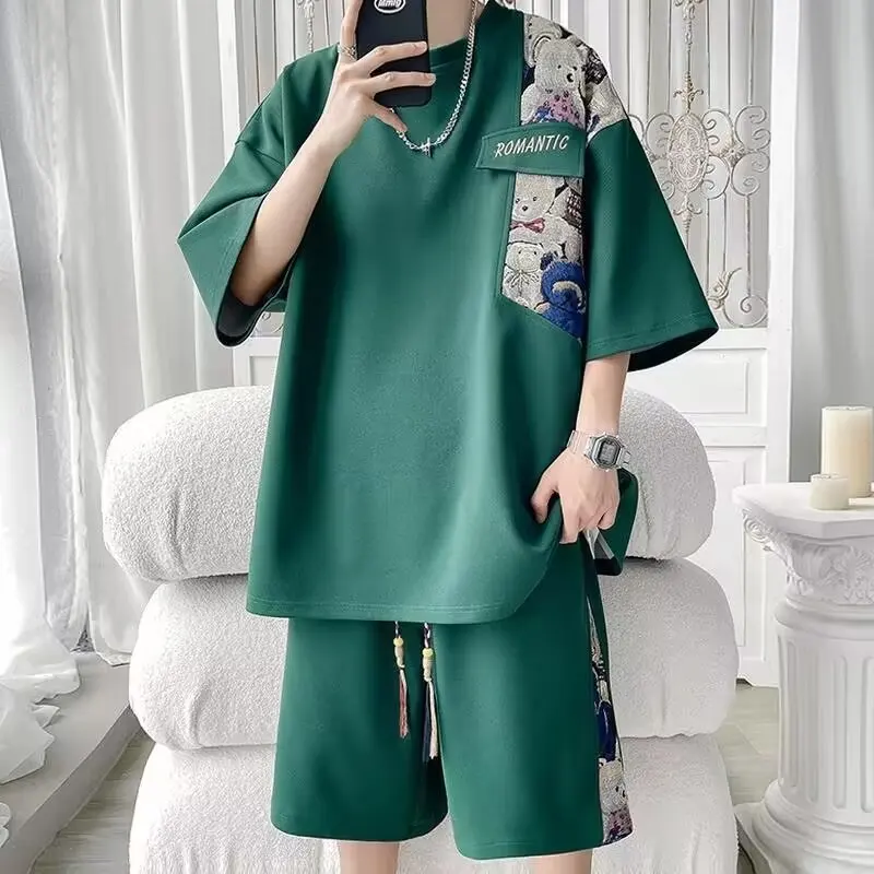 een Men's Summer Retro Patchwork Embroidery ort Sve orts Set Casual Sportswear Two-Piece Set Cotton Fabric Teenage
een Men's Summer Retro Patchwork Embroidery ort Sve orts Set Casual Sportswear Two-Piece Set Cotton Fabric Teenage