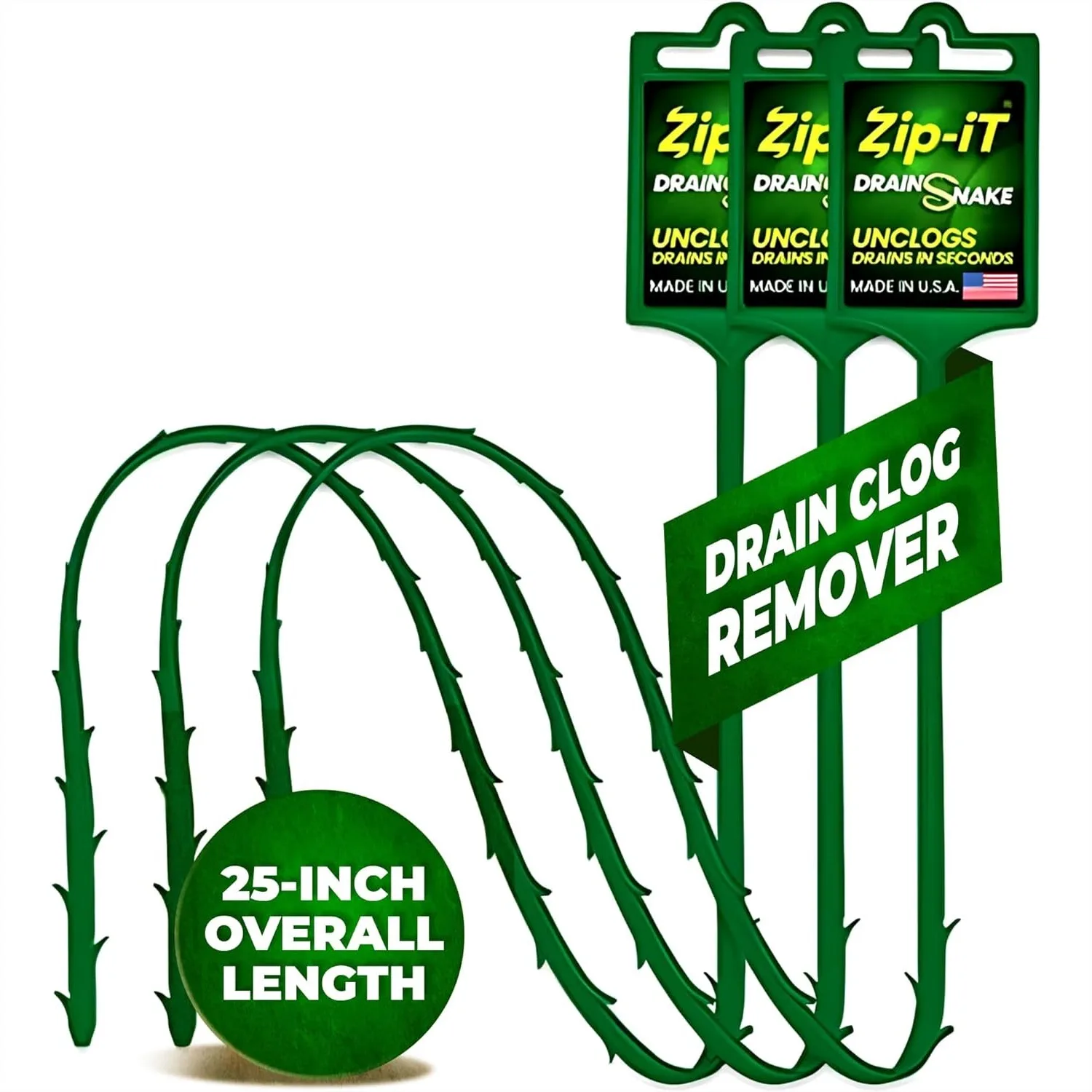 Drain Snake Hair Clog Remover 25-Inch (3-Pack), Unclog Sink, Shower & Tub in Seconds – Flexible, Reusable, Non-Toxic, Made in
Drain Snake Hair Clog Remover 25-Inch (3-Pack), Unclog Sink, Shower & Tub in Seconds – Flexible, Reusable, Non-Toxic, Made in