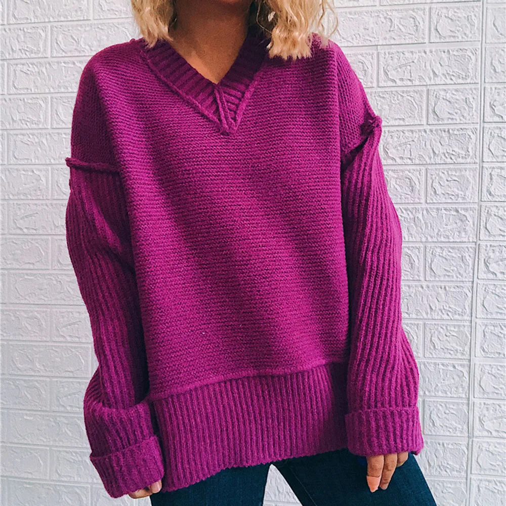 2024 New Autumn Winter Women Sweater Solid Color V-Neck Long Sleeve Personalized Fake Reverse Knitted Sweater Pullover Fashion
2024 New Autumn Winter Women Sweater Solid Color V-Neck Long Sleeve Personalized Fake Reverse Knitted Sweater Pullover Fashion