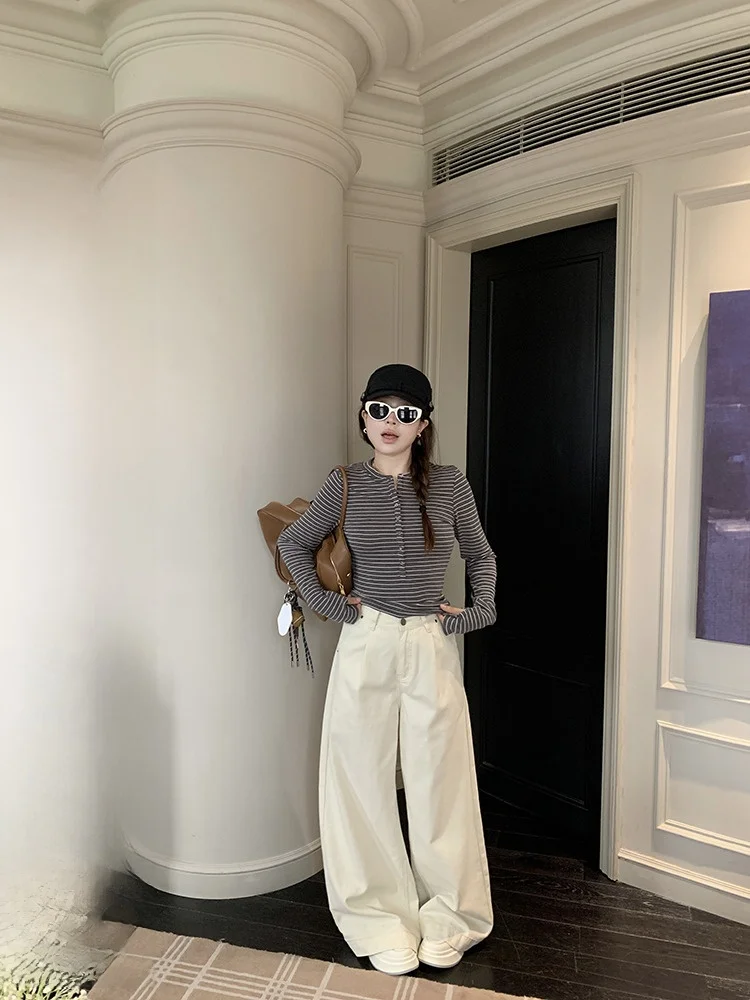 EVNSLE прямые джинсы с высокой талией, женские повседневные джинсовые брюки с талией, осенний сезон, светлый цвет, женская мода
EVNSLE прямые джинсы с высокой талией, женские повседневные джинсовые брюки с талией, осенний сезон, светлый цвет, женская мода