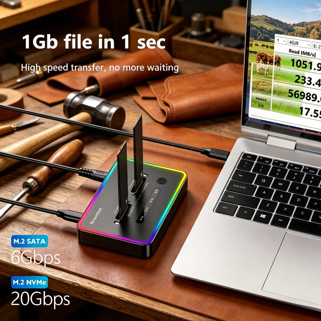 Splendent Offline Clone Dual Protocol M.2 Ssd Case Ssd Docking Station Type C 10Gbps for PCIe NVME or Sata 2 Bay SSD Enclosure
Splendent Offline Clone Dual Protocol M.2 Ssd Case Ssd Docking Station Type C 10Gbps for PCIe NVME or Sata 2 Bay SSD Enclosure