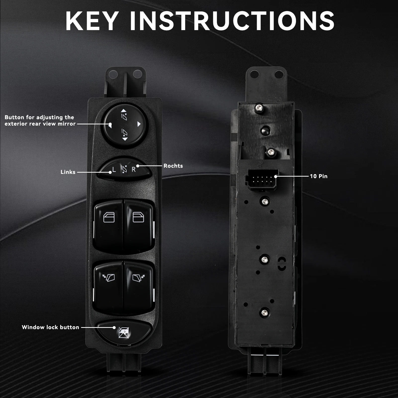 Car Black Electric Power Window Control Switch Button For Mercedes-Benz Viano Wieland W639 2006 - 2012 A6395451313 High Quality
Car Black Electric Power Window Control Switch Button For Mercedes-Benz Viano Wieland W639 2006 - 2012 A6395451313 High Quality