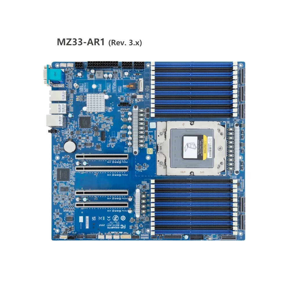 New Gigabite Motherboard MZ33-AR1 For Single EPYC 9005/9004 Series Processor E-ATX PCIE5.0 DDR5
New Gigabite Motherboard MZ33-AR1 For Single EPYC 9005/9004 Series Processor E-ATX PCIE5.0 DDR5