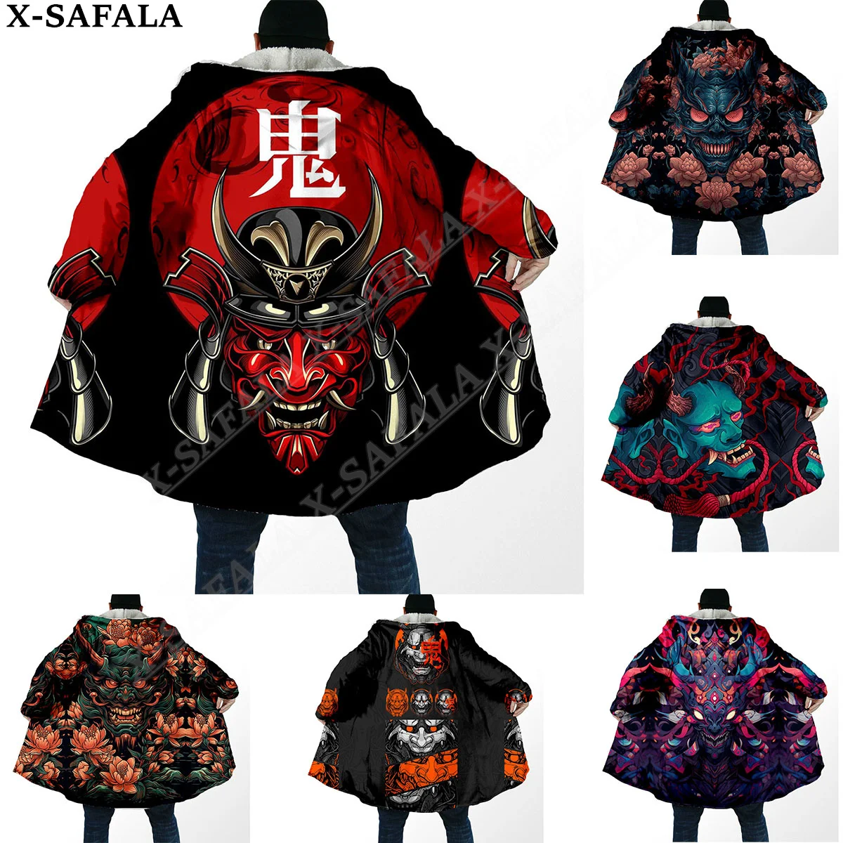 Japanese Samurai Oni Mask Tattoo Warrior Overcoat Coat 3D Print Thick Warm Hooded Cloak Men Windproof Fleece Unisex-3
Japanese Samurai Oni Mask Tattoo Warrior Overcoat Coat 3D Print Thick Warm Hooded Cloak Men Windproof Fleece Unisex-3