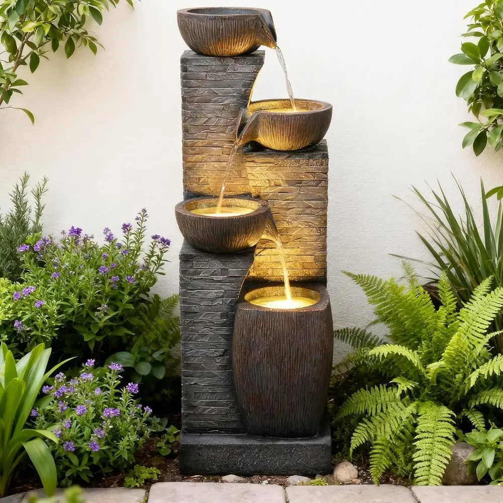 38.2" Tall Water ountain Outdoor Garden,4 Tiers ern Cascading Bowls and Stacked Stones Indoor ountains with LED Lights or Garden
38.2" Tall Water ountain Outdoor Garden,4 Tiers ern Cascading Bowls and Stacked Stones Indoor ountains with LED Lights or Garden