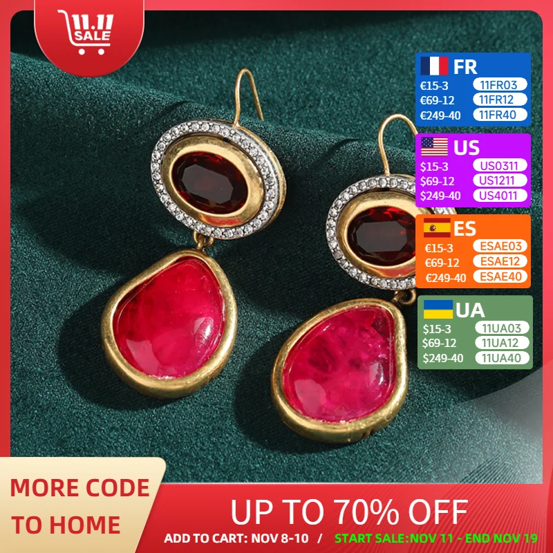Vintage Crystal Water Drop Red Earrings Woman Glass Agate Gold Color Quality Luxury Designer Gifts New Trends 2025 Accessories
Vintage Crystal Water Drop Red Earrings Woman Glass Agate Gold Color Quality Luxury Designer Gifts New Trends 2025 Accessories