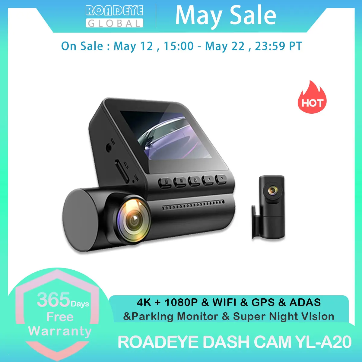 4K Dual Lens Dash Cam Front&Rear ADAS GPS Tracking Built-in WiFi 140°Wide Angle 24H Parking Monitor Car DVR with Loop Recording
4K Dual Lens Dash Cam Front&Rear ADAS GPS Tracking Built-in WiFi 140°Wide Angle 24H Parking Monitor Car DVR with Loop Recording