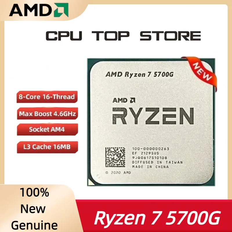 AMD Ryzen 7 5700G 100% Brand New AMD R7 5700G CPU 4.6GHz 8-Core 16-Thread 16MB L3 Cache Socket AM4 Processor
AMD Ryzen 7 5700G 100% Brand New AMD R7 5700G CPU 4.6GHz 8-Core 16-Thread 16MB L3 Cache Socket AM4 Processor