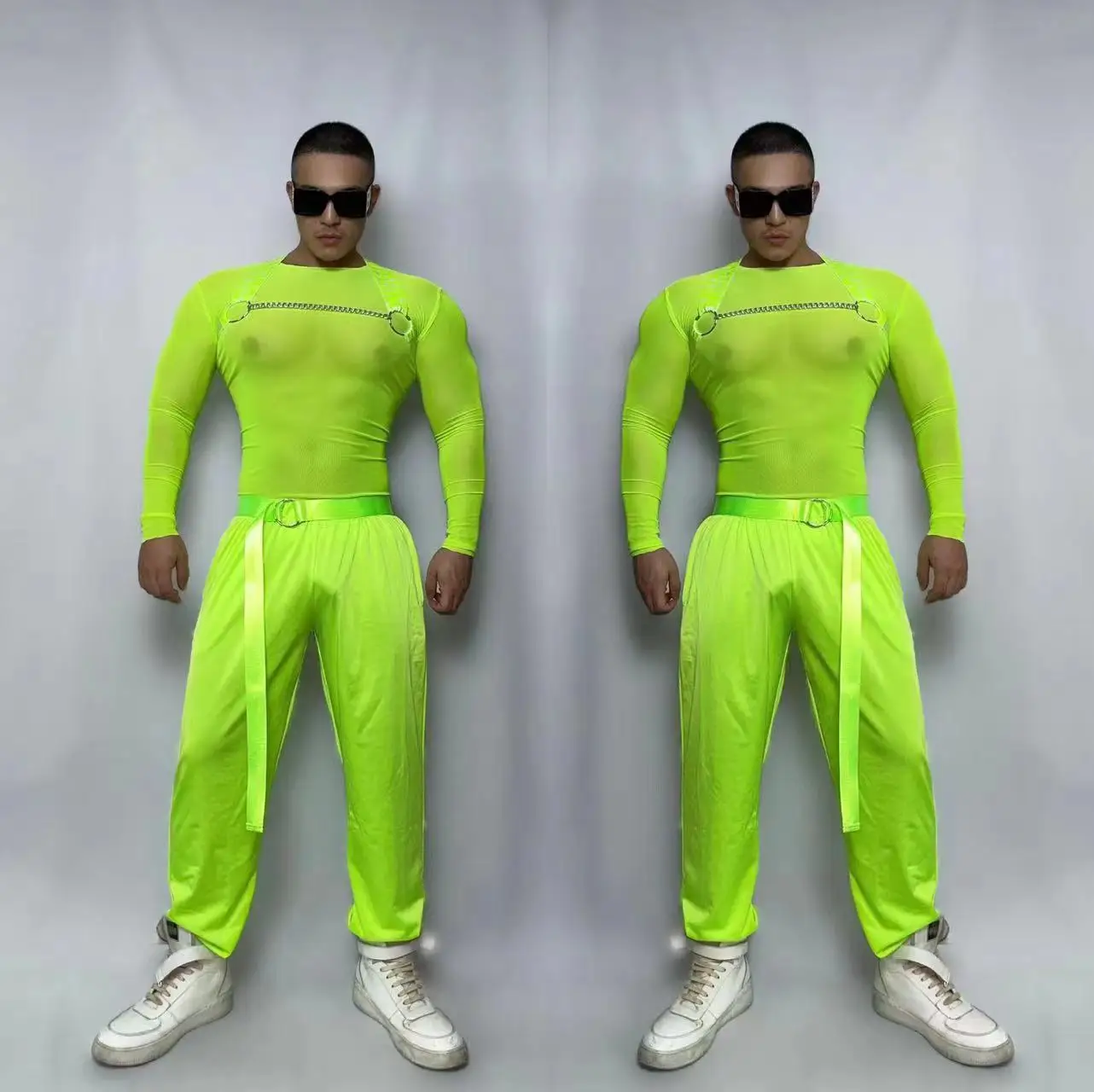 Men Sexy Fluorescent Green See Through Stage Outfits Nightclub Male Singer DJ Gogo Costumes Jazz Dance Team Show Wear
Men Sexy Fluorescent Green See Through Stage Outfits Nightclub Male Singer DJ Gogo Costumes Jazz Dance Team Show Wear