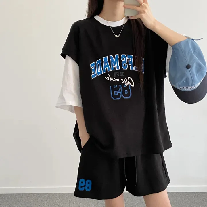 O Neck Letter Printed Vest Tshirts Two Piece Sets Women Casual Summer Petite Style Cotton Shorts Suits Women Sportswear 2025
O Neck Letter Printed Vest Tshirts Two Piece Sets Women Casual Summer Petite Style Cotton Shorts Suits Women Sportswear 2025