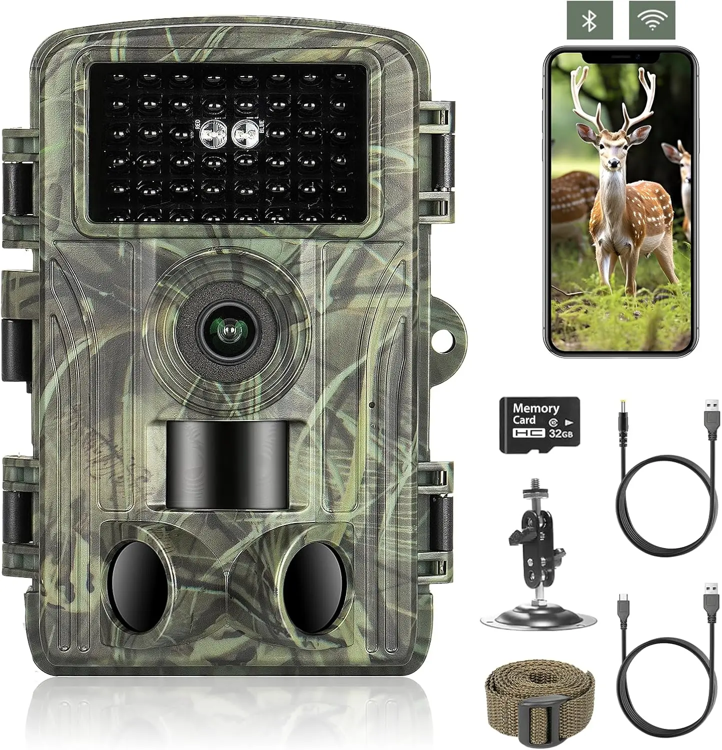 WiFi Trail Camera 4K 60MP Night Vision Motion Activated 120° IP66 Waterproof 2.0" Screen 46 LEDs
WiFi Trail Camera 4K 60MP Night Vision Motion Activated 120° IP66 Waterproof 2.0" Screen 46 LEDs