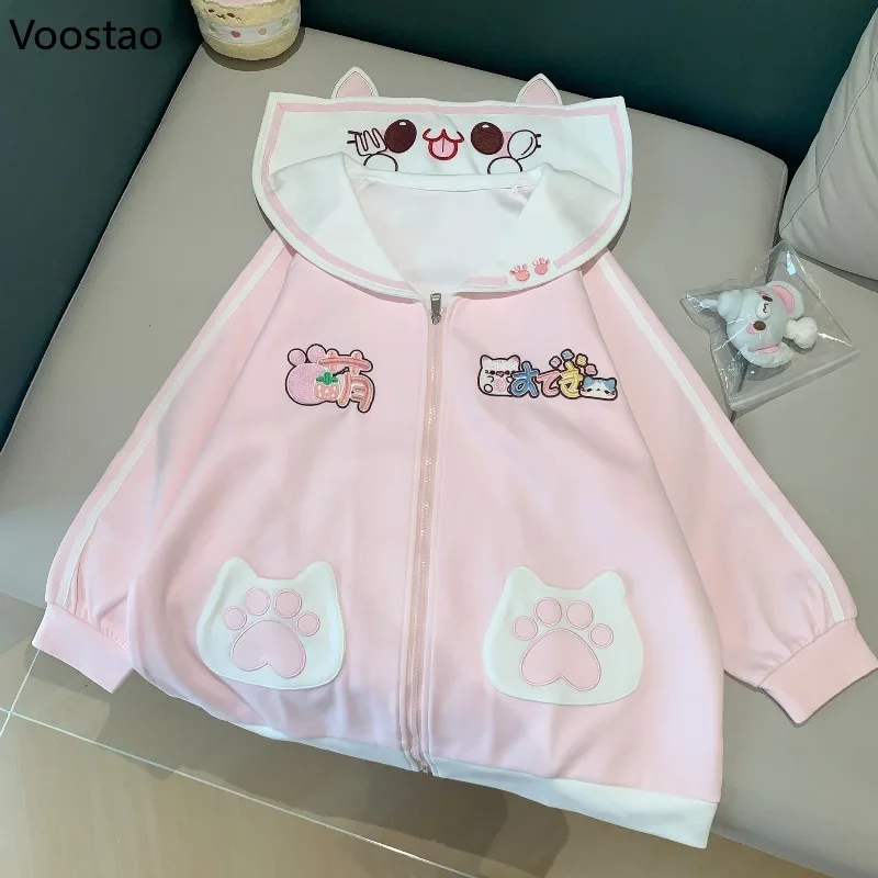 Японские куртки в стиле Харадзюку Kawaii в стиле Лолиты, женские милые свободные пальто с матросским воротником и вышивкой кота, повседневные милые пальто для девочек Y2k
Японские куртки в стиле Харадзюку Kawaii в стиле Лолиты, женские милые свободные пальто с матросским воротником и вышивкой кота, повседневные милые пальто для девочек Y2k