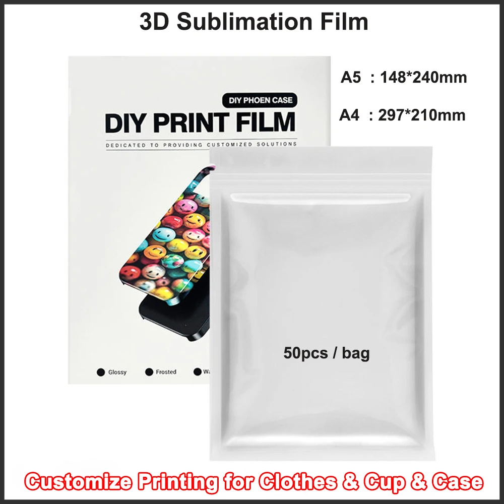 50pcs A5 A4 Size 3D Sublimation Transfer Film Vacuum DIY Mobile Phone Case Printer Machine for iPhone Samsung Google Pixel Redmi
50pcs A5 A4 Size 3D Sublimation Transfer Film Vacuum DIY Mobile Phone Case Printer Machine for iPhone Samsung Google Pixel Redmi