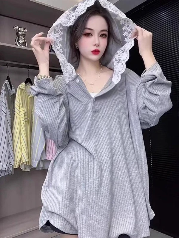 plus Size 300 Pounds Lace Patchwork Hoodie Women's Autumn Medium Length Loose Casual Long Sleeve Top Korean Style Streetwear
plus Size 300 Pounds Lace Patchwork Hoodie Women's Autumn Medium Length Loose Casual Long Sleeve Top Korean Style Streetwear