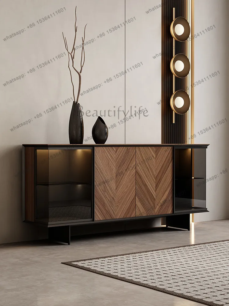 Italian light luxury solid wood porch cabinet walnut dining side glass storage display cabinet
Italian light luxury solid wood porch cabinet walnut dining side glass storage display cabinet