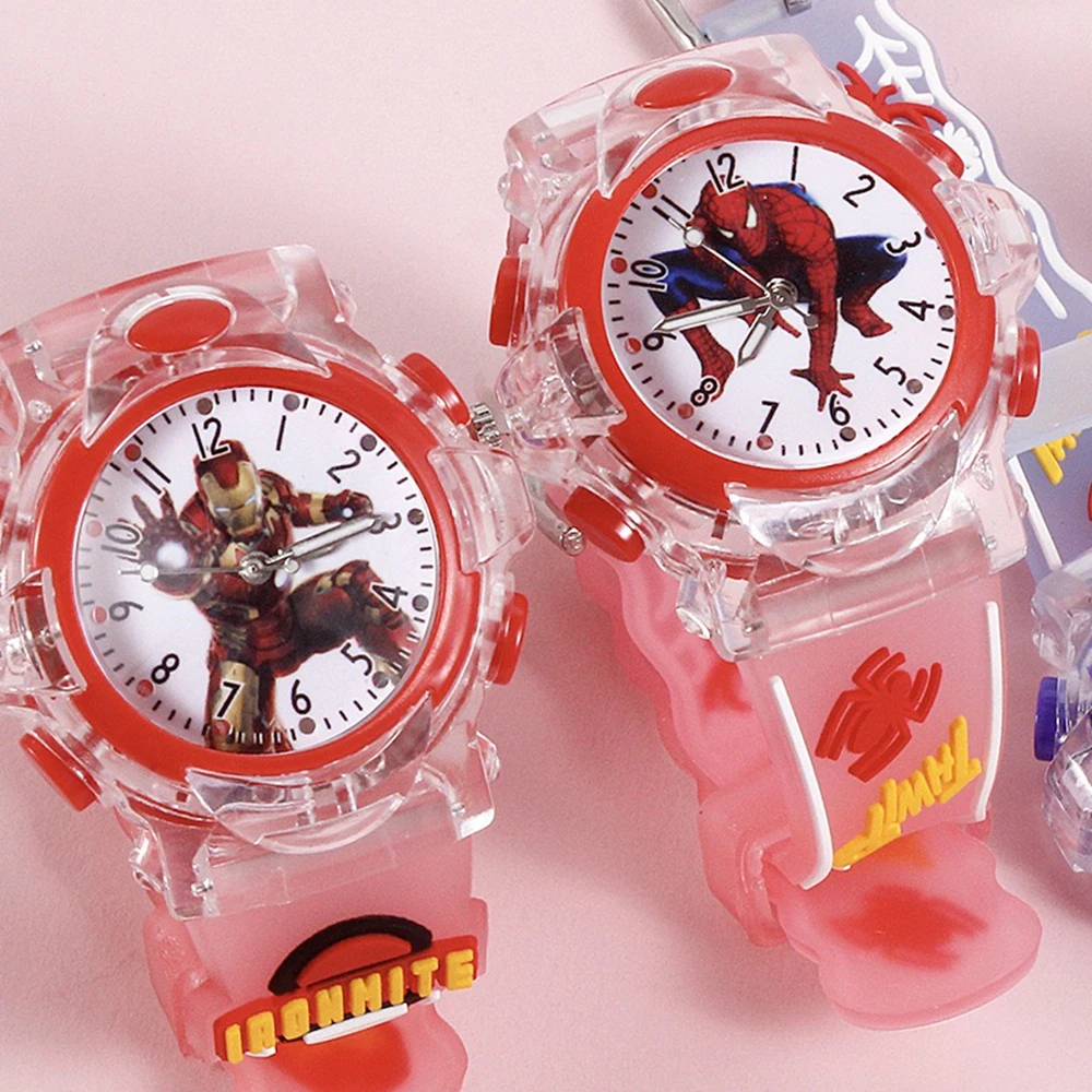 Children's cartoon Spider Man watch, boys' fashionable watch with lights, cartoon Captain America Iron Man students watch
Children's cartoon Spider Man watch, boys' fashionable watch with lights, cartoon Captain America Iron Man students watch