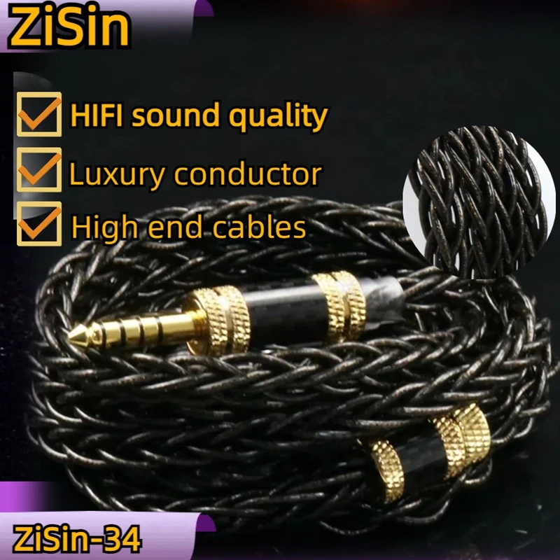ZiSin 34 8 Core Flagship Multi-Element HIFI Earphone Upgrade Cable with 4.4/3.5mm MMCX 0.78,Suitable For Bravery F1 AKG MK4 IEM
ZiSin 34 8 Core Flagship Multi-Element HIFI Earphone Upgrade Cable with 4.4/3.5mm MMCX 0.78,Suitable For Bravery F1 AKG MK4 IEM