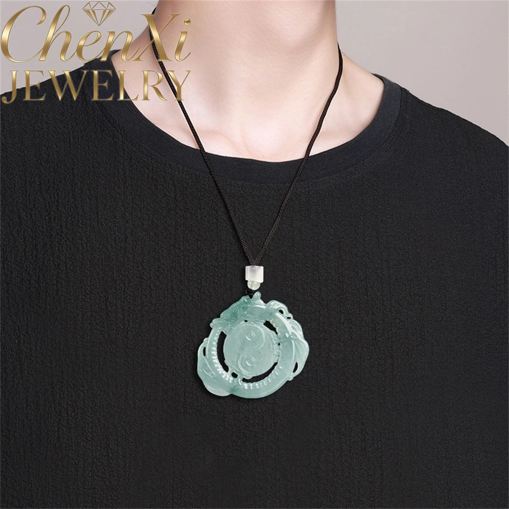 High-End Natural A-Grade Blue Water Ice-Grade Jadeite Dragon's Coil Tai Chi Zodiac Dragon Pendant Popular Luxury Quality Jewelry
High-End Natural A-Grade Blue Water Ice-Grade Jadeite Dragon's Coil Tai Chi Zodiac Dragon Pendant Popular Luxury Quality Jewelry