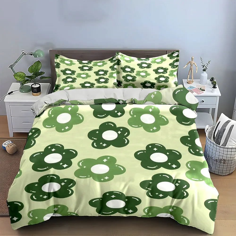 Green Flower Pattern Decor Set Bedding Set with 1 Duvet Cover 2 Pillowcases Single Double King Queen, Gift
Green Flower Pattern Decor Set Bedding Set with 1 Duvet Cover 2 Pillowcases Single Double King Queen, Gift