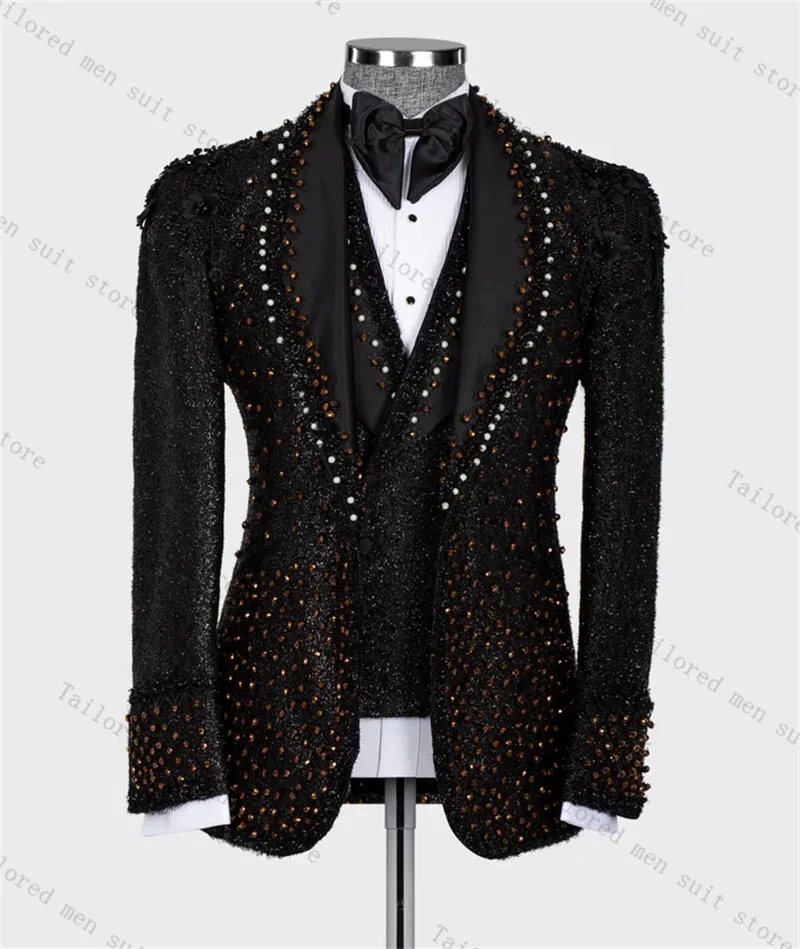 Luxury Groom Men Suits Pants Set 2 Pcs Crystals Blazer+Trousers Cotton Black Wedding Tuxedos Prom Jacket Formal One Button Coat
Luxury Groom Men Suits Pants Set 2 Pcs Crystals Blazer+Trousers Cotton Black Wedding Tuxedos Prom Jacket Formal One Button Coat
