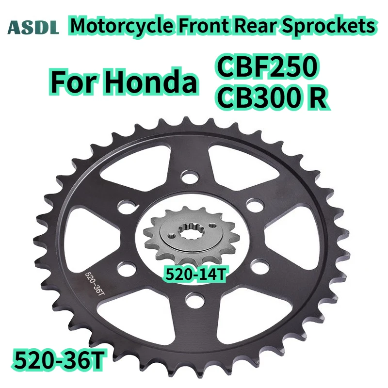 520 Chain 36T 14T Motorcycle Front and Rear Sprocket for Honda CBF250 CBF250R CBF 250 N/NA CB300R CB300R/RA 2019-2025
520 Chain 36T 14T Motorcycle Front and Rear Sprocket for Honda CBF250 CBF250R CBF 250 N/NA CB300R CB300R/RA 2019-2025