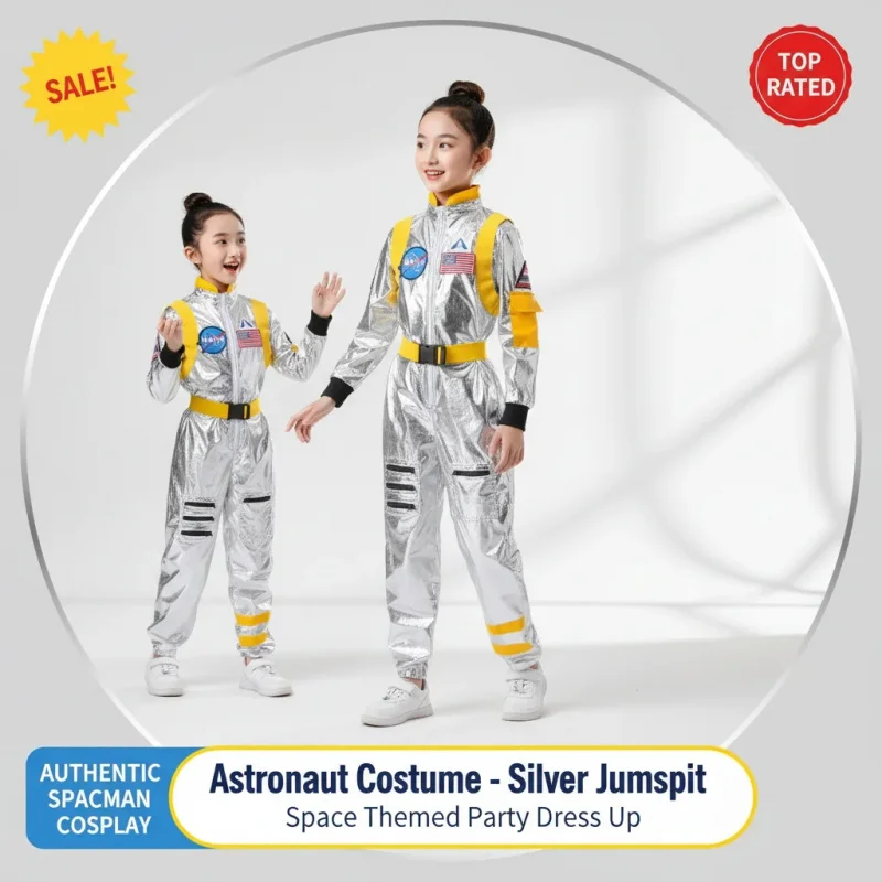 ❥SHENTON ✿SHENTON Astronaut Costume Silver Jumpsuit Space Themed Party Dress Up Spaceman Cosplay Space Suit for Kids Adults✿✿L&✿
❥SHENTON ✿SHENTON Astronaut Costume Silver Jumpsuit Space Themed Party Dress Up Spaceman Cosplay Space Suit for Kids Adults✿✿L&✿