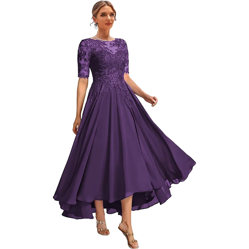 High Low Mother of The Bride Dresses for Women Tea Length Formal Dress Sparkly Lace Evening Gowns with Sleeves manmuxi
High Low Mother of The Bride Dresses for Women Tea Length Formal Dress Sparkly Lace Evening Gowns with Sleeves manmuxi